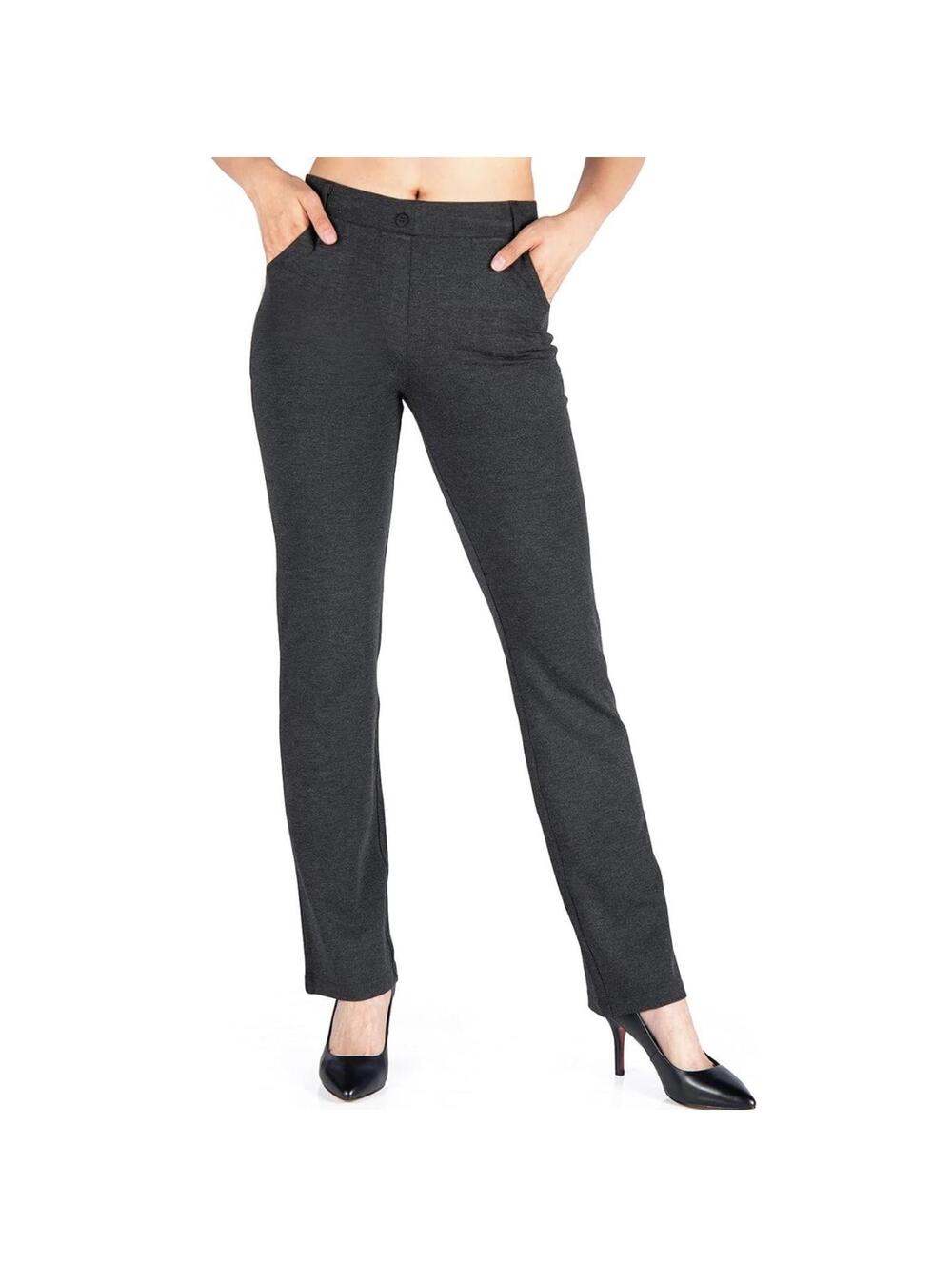 Yogipace Women's Stretch Yoga Dress Pant Leggings Charcoal Gray 4 Pocket Size XL